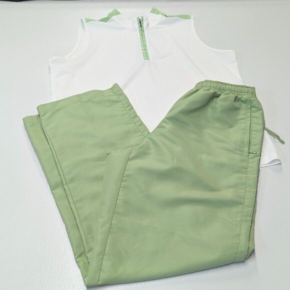 Izod Size Medium Sage Green Track Pants *Tiny Stain and Free Top XL - Picture 1 of 16